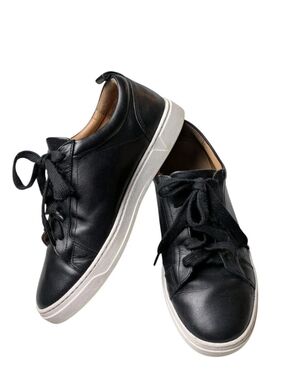 Vionic Black Leather Sneakers with White Sole